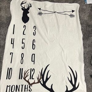 White Baby Milestone Blanket with Deer Design